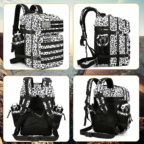 Lovelinks21 25L Tactical Backpack Military Tactical Backpack for Men and Women Small Assault Pack Outdoor Travel Hiking Camping Rucksack with Molle Webbing (White Leopard) - Image 3