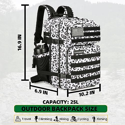 Lovelinks21 25L Tactical Backpack Military Tactical Backpack for Men and Women Small Assault Pack Outdoor Travel Hiking Camping Rucksack with Molle Webbing (White Leopard) - Image 2