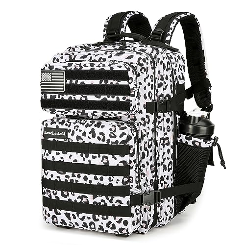 Lovelinks21 25L Tactical Backpack Military Tactical Backpack for Men and Women Small Assault Pack Outdoor Travel Hiking Camping Rucksack with Molle Webbing (White Leopard) - Image 1