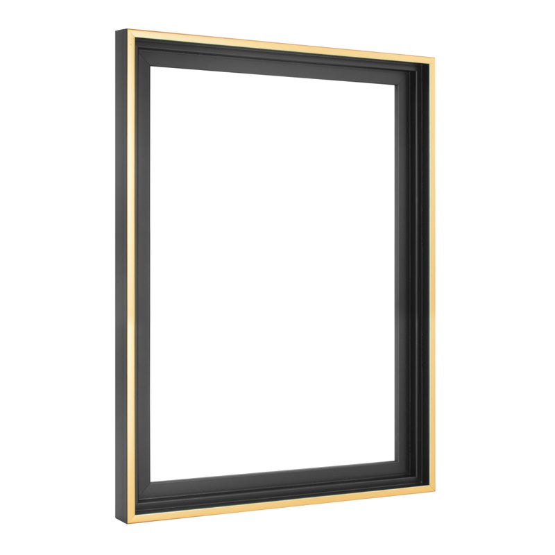 MCS Canvas Float Frames 12x16 Frame, Black & Gold for Finished Canvases, Vertical & Horizontal Wall Hanging Large with Adhesive for Canvas Paintings (1-Pack) - Image 1