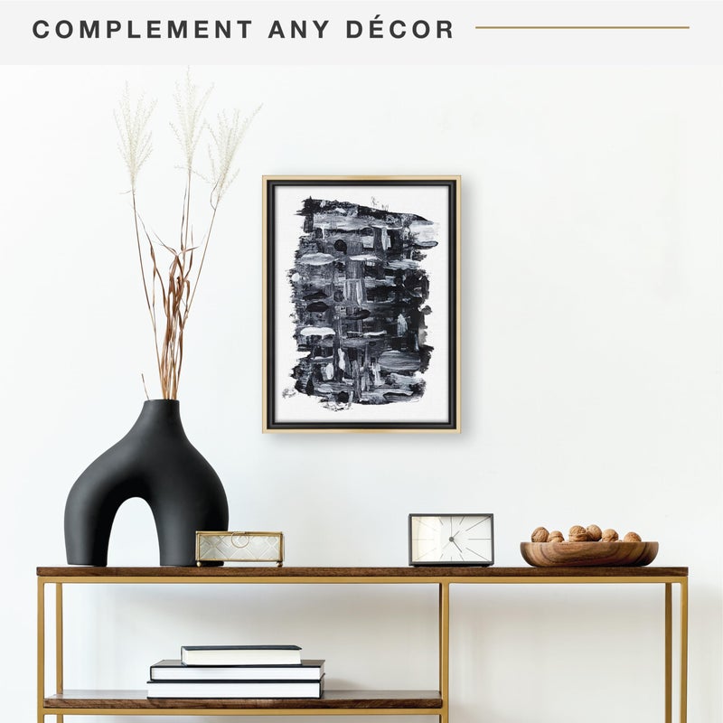 MCS Canvas Float Frames 12x16 Frame, Black & Gold for Finished Canvases, Vertical & Horizontal Wall Hanging Large with Adhesive for Canvas Paintings (1-Pack) - Image 2