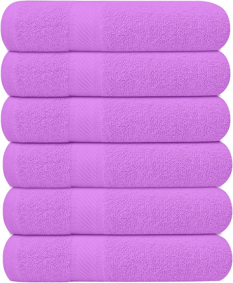 KAHAF COLLECTION Pack of 6 Bath Towels 27 x 54 Inches, 100% Cotton, Larger & Lighter Weight, Quicker to Dry, Super Soft and Absorbent, Perfect for Bathroom (Light Purple, Pack of 6 (27''x54'')) - Image 1