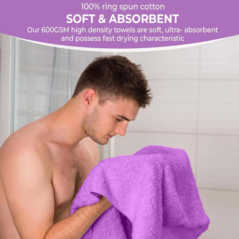 KAHAF COLLECTION Pack of 6 Bath Towels 27 x 54 Inches, 100% Cotton, Larger & Lighter Weight, Quicker to Dry, Super Soft and Absorbent, Perfect for Bathroom (Light Purple, Pack of 6 (27''x54'')) - Image 4