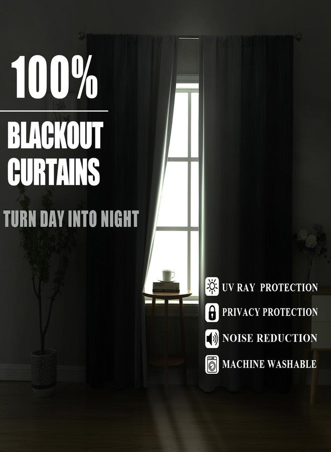 Estelar Textiler Navy Blue and White Blackout Curtains for Living Room, Light Blocking Thermal Insulated Ombre Drapes for Bedroom, Gradient Room Darkening Rod Pocket Window Curtains, 52Wx84L, 2 Panels - Image 3