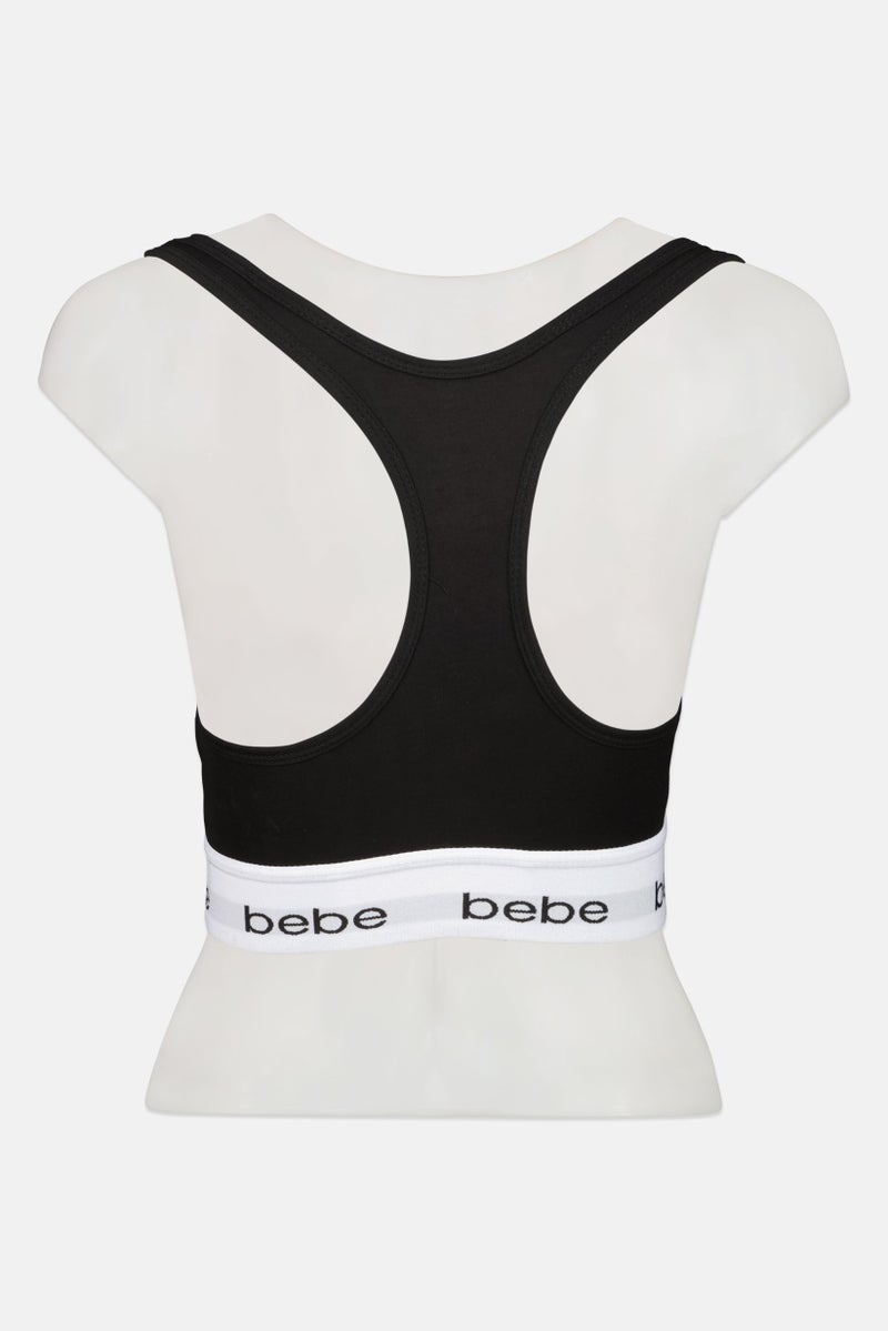 bebe Women Brand Logo Padded Bralette, Black - Image 3