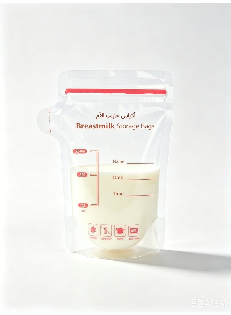 أكياس تخزين حليب الأم 250 مل، 20 قطعة، خالية من BPA، مانعة للتسرب وآمنة للتجميد - Image 1