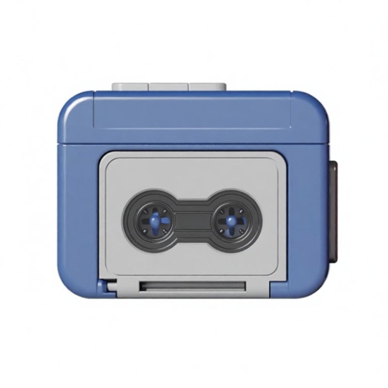 Vintage Keychain: Compact Lightweight Blue, Nostalgic Retro Tape Recorder Design - Easy To Use Portable Sound Recorder for Music Lovers, Personalized Gifting & Daily Carry - Image 1