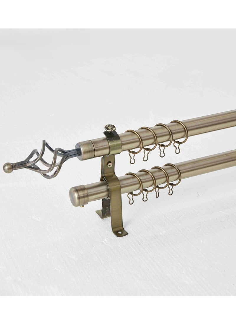 MAXQON Heavy Duty Extendable Double Curtain Rod 2 Meter Adjustable Sturdy Steel Anti-Brass  - Image 1