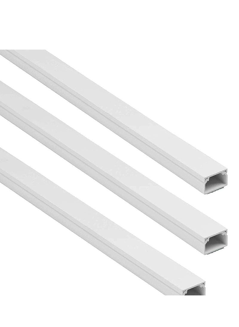 HASANAT ESSENTIALS صندوق كابلات مربع مقاس 90 سم، سلك من مادة البولي فينيل كلوريد ذاتية اللصق، غطاء سلك حائط أبيض مخفي على الحائط، مسار إدارة قابل للطلاء لإخفاء الأسلاك - عبوة من قطعة واحدة (3 قطع 16 × 16 × 900 مم)