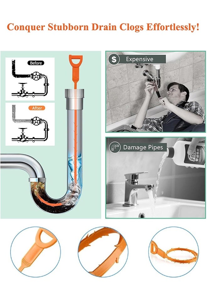 Sweet Life Basics Drain Clog Remover Tool, 7 Pack with 6 Plastic and 1 Stainless Steel Drain Snakes, Hair Unclogger for Toilet, Kitchen Sink, Bathroom Tub, Shower, Sewer - Image 4