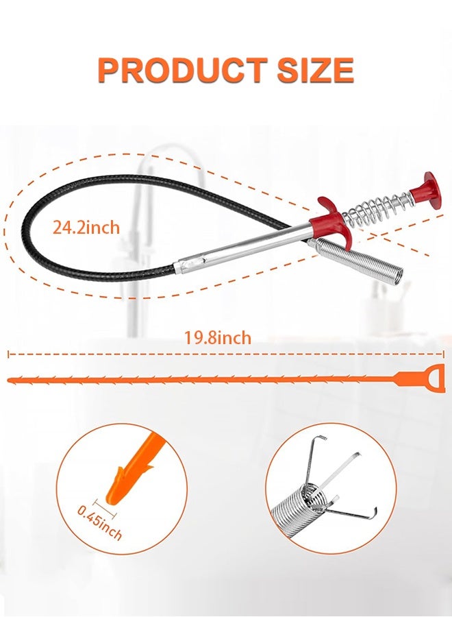 Sweet Life Basics Drain Clog Remover Tool, 7 Pack with 6 Plastic and 1 Stainless Steel Drain Snakes, Hair Unclogger for Toilet, Kitchen Sink, Bathroom Tub, Shower, Sewer - Image 5