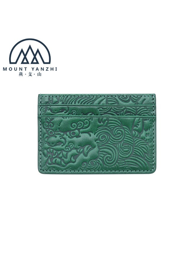 xozgdovg Genuine Leather Slim Card Wallet UnisexGreen Green 