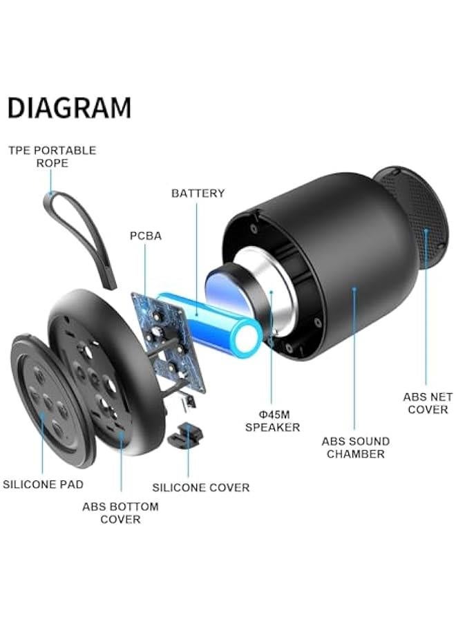 HOOKOR Portable Bluetooth Speakers, Small Speaker for Travel with Hands-Free Playback, Wireless Bluetooth Speakers with Dual Pairing Function, Portable Design, Bluetooth 5.3, Black - Image 5