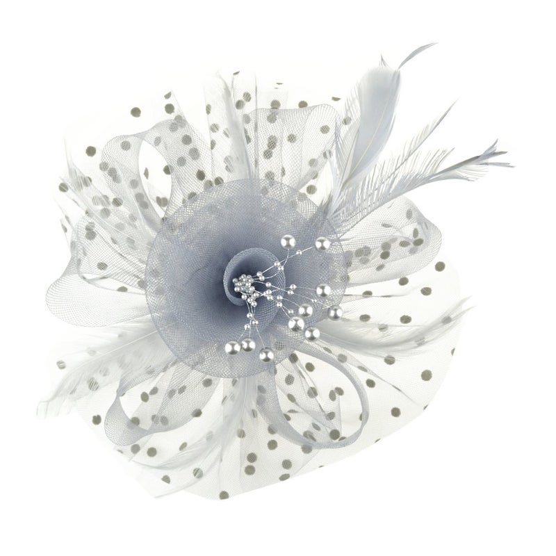 DRESHOW Fascinators Hat Flower Mesh Ribbons Feathers on a Headband and a Clip Tea Party Headwear for Girls and Women - Image 4