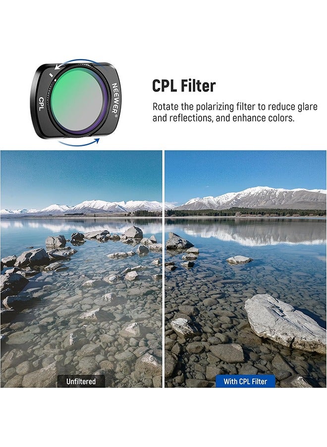 NEEWER HD CPL ND16 ND64 ND256 Filter Kit Compatible with DJI OSMO Pocket 3 Creator Combo Accessories Magnetic Action Camera Neutral Density Polarising Filter Optical Glass Aluminum Frame - Image 4