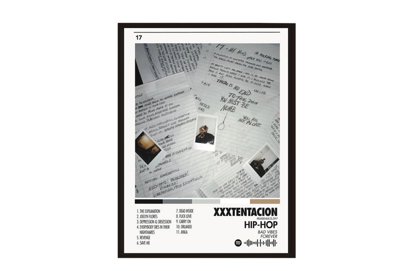 BLINKART BLINKART XXXTENTACTION 17 Music Album Songs Hanging Wall Art Work Photo Frames 13x10 inch Decor For Home Bedroom Living Room Aesthetics Spotify Song Link QR Code With Your Photo Frame  - Image 1