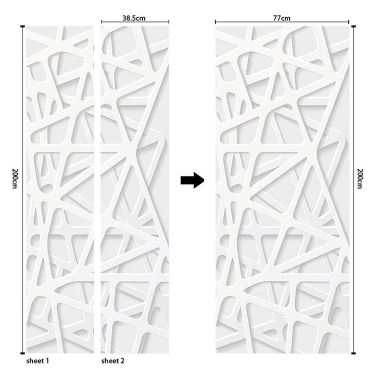 ChezMax Door Stickers Decals 3D Door Murals Peel and Stick, Removable Decorative Vinyl Wallpaper Waterproof Self Adhesive Wall Covers Poster for Home Office Decoration White 3D Lines 30.3" W x 78.7" H - Image 2