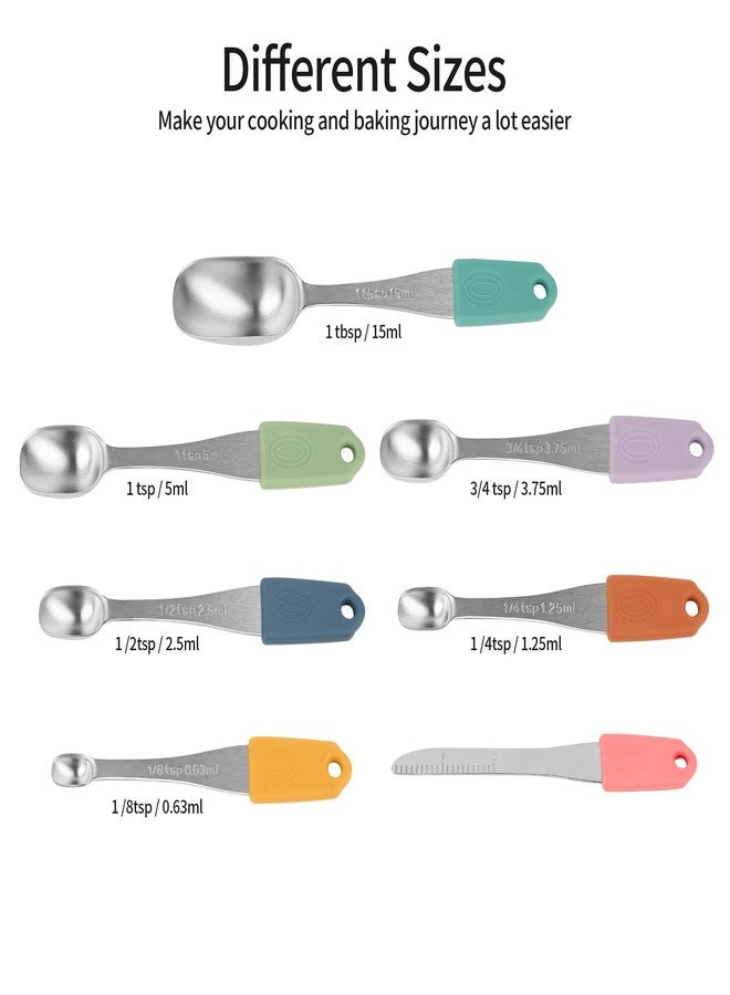 Smithcraft مجموعة أكواب وملاعق قياس مغناطيسية من سميثكرافت، 15 قطعة، مجموعة أكواب وملاعق قياس من الفولاذ المقاوم للصدأ، مجموعة أكواب وملاعق قياس معدنية متينة ملونة مع ميزان ومقاييس مكافئة للطبخ والخبز - Image 4