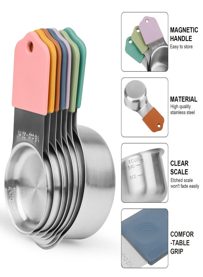 Smithcraft مجموعة أكواب وملاعق قياس مغناطيسية من سميثكرافت، 15 قطعة، مجموعة أكواب وملاعق قياس من الفولاذ المقاوم للصدأ، مجموعة أكواب وملاعق قياس معدنية متينة ملونة مع ميزان ومقاييس مكافئة للطبخ والخبز - Image 5