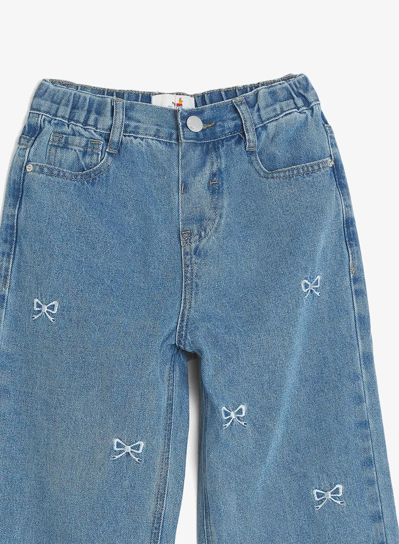 Pinata  Bow Printed Mid-Blue Jeans for Women | Best Price UAE