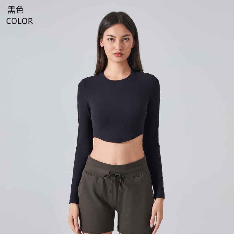 Womens Yoga Top Slim Fit Breathable Sportswear Black (without chest pad) 