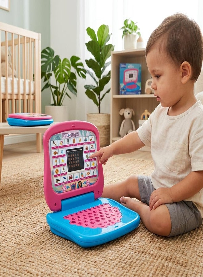 Kriiddaank Stitch Educational Laptop for Kids with Screen - Learn Alphabets, Numbers, Words & Music - Interactive Learning Toy for Boys & Girls Ages 3+ - Logic & Memory Development, Stitch Theme Blue