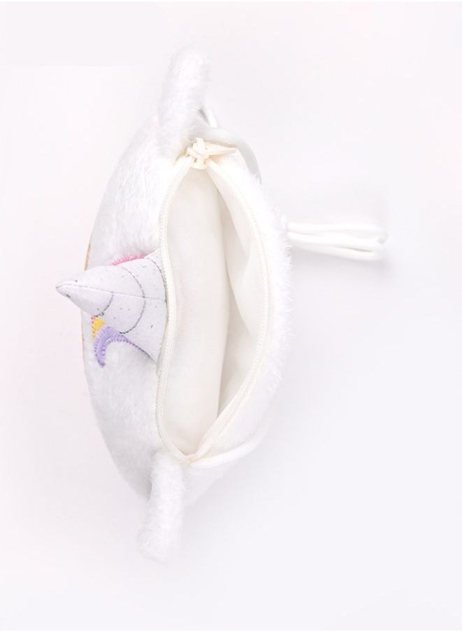 Metoo Cute Little Baby Plush Shoulder Bags Wallets For Girls Plush Shoulder Bags with Strap for Kids Coin Purses Cute Princess Handbags Kids Accessories for Girls White  - Image 2