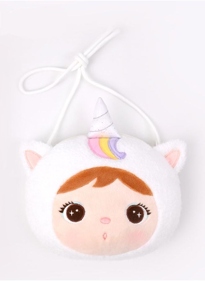 Metoo Cute Little Baby Plush Shoulder Bags Wallets For Girls Plush Shoulder Bags with Strap for Kids Coin Purses Cute Princess Handbags Kids Accessories for Girls White  - Image 1