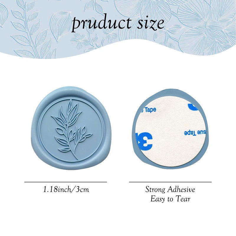Pilloze 50Pcs Dusty Blue Self-Adhesive Wax Seal Stickers - Wax Seal Perfect for Wedding Invitation or Envelope Good Adhesion and Easy to Use, Wedding Invitation Accessories - Image 2