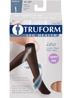 Truform Truform Sheer Compression Stockings, 15-20 mmHg, Women's Knee High Length, Open Toe, 20 Denier, Nude, Small  - Image 5