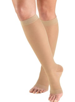 Truform Truform Sheer Compression Stockings, 15-20 mmHg, Women's Knee High Length, Open Toe, 20 Denier, Nude, Small  - Image 1