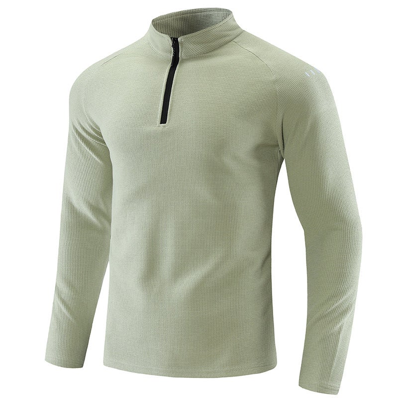Half-Zip Boys' Long-Sleeved T-Shirt Men'S Breathable Elastic Outdoor Sports Casual Tops Men'S Velvet Style - Image 4