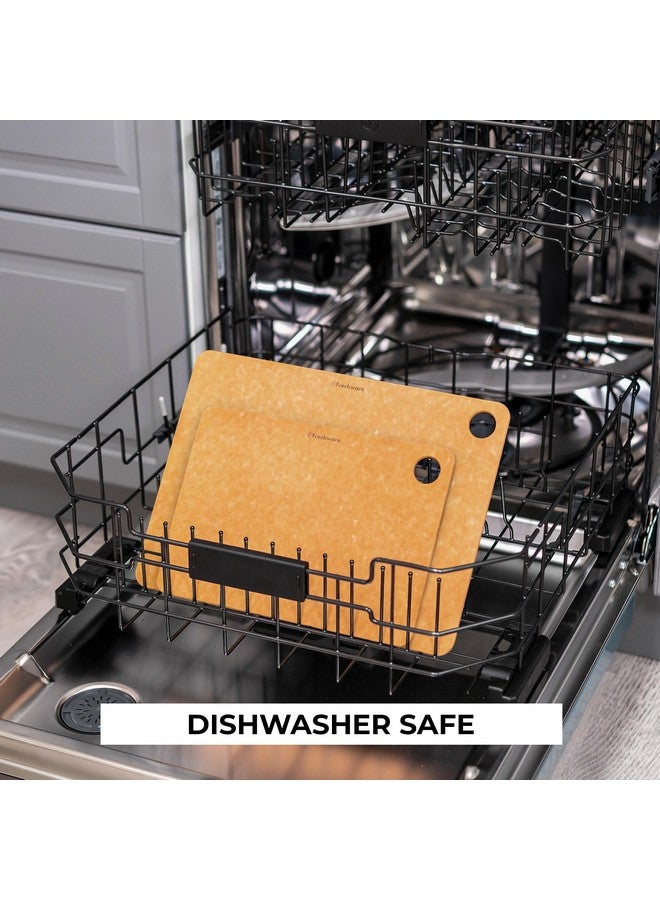 Freshware ألواح تقطيع خشبية فريش وير للمطبخ، آمنة في غسالة الصحون، متوسطة 12" × 9" وكبيرة 15" × 11.25"، مجموعة من 2، طبيعية - Image 5