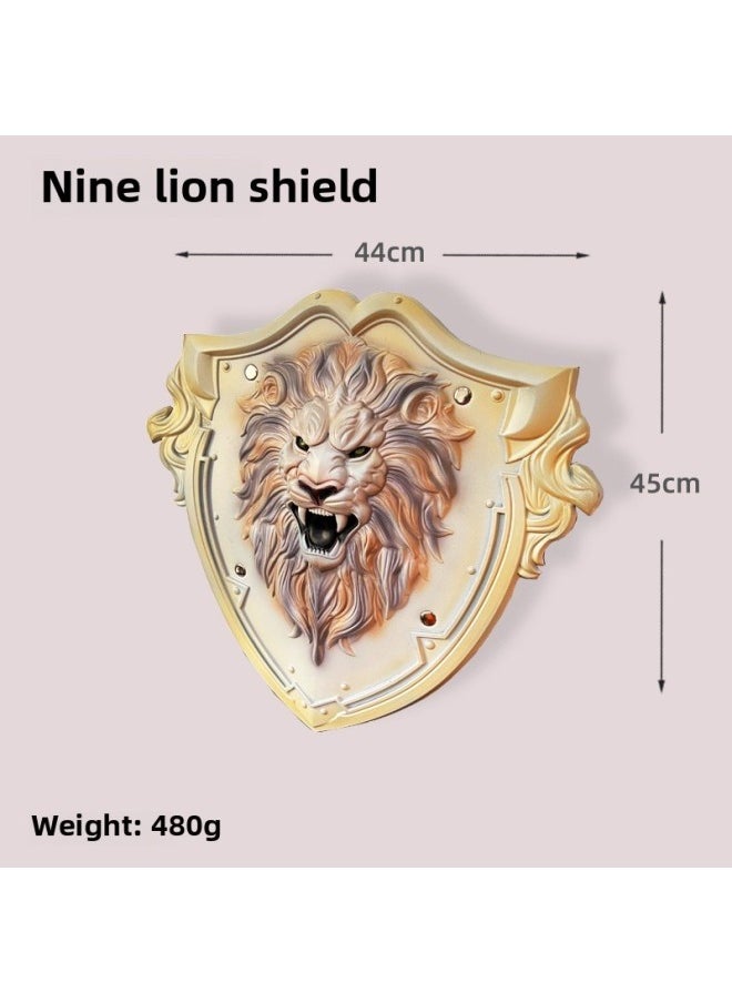 Pu Toy Sword Nine Lion Sword Shield Model Oversized Simulation Sword Boys And Girls Weapon Soft Glue Children's Toy-Color:Nine Lion Sword + Shield-Specifications:God Beast