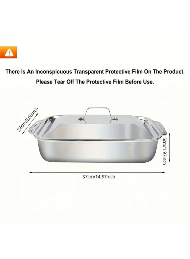 2 Piece Set 410 Stainless Steel Baking Pan With Lid Non Stick Oven Tray For Desserts Bread Seafood BBQ Buffet Commercial Kitchen - Image 3