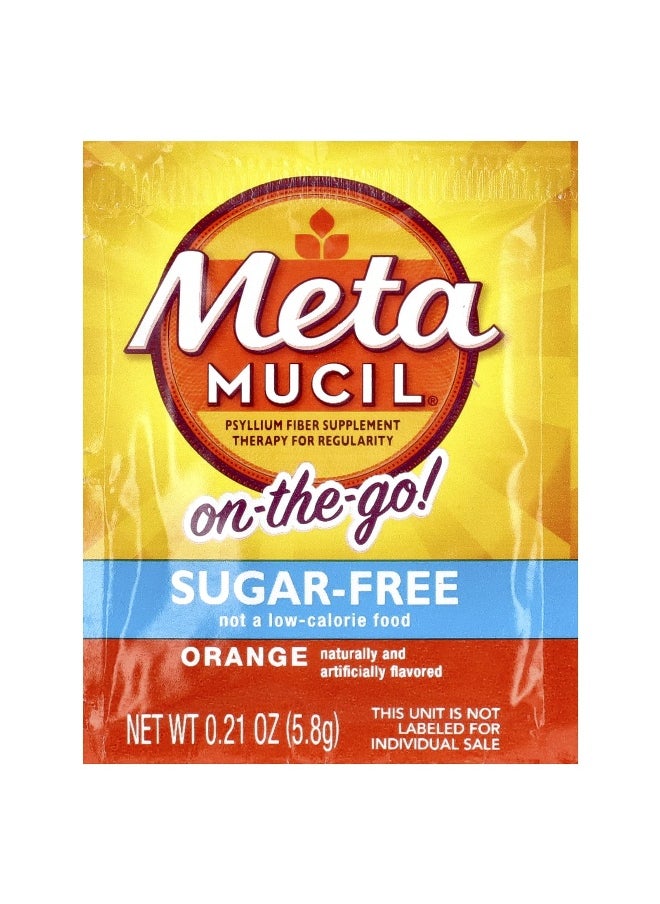 Metamucil - Metamucil, On-The-Go, 4-in-1 Fiber, Orange, Sugar Free, 30 Powder Packets, 0.21 oz (5.8 g) Each - Image 1