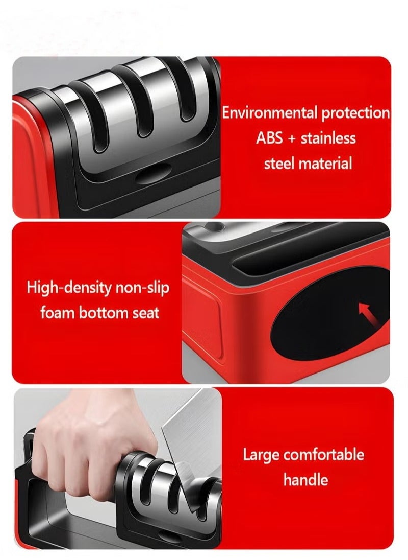 MIXDE Kitchen Knife Sharpener,Non-slip Base And Ergonomic Design,3-stage Detachable Knife Sharpener Helps Repair,Restore,Polish Blades And Cut-Resistant  - Image 3