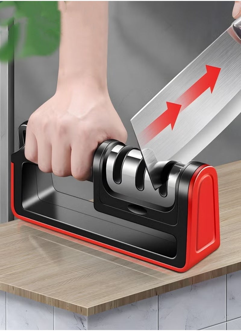 MIXDE Kitchen Knife Sharpener,Non-slip Base And Ergonomic Design,3-stage Detachable Knife Sharpener Helps Repair,Restore,Polish Blades And Cut-Resistant  - Image 1