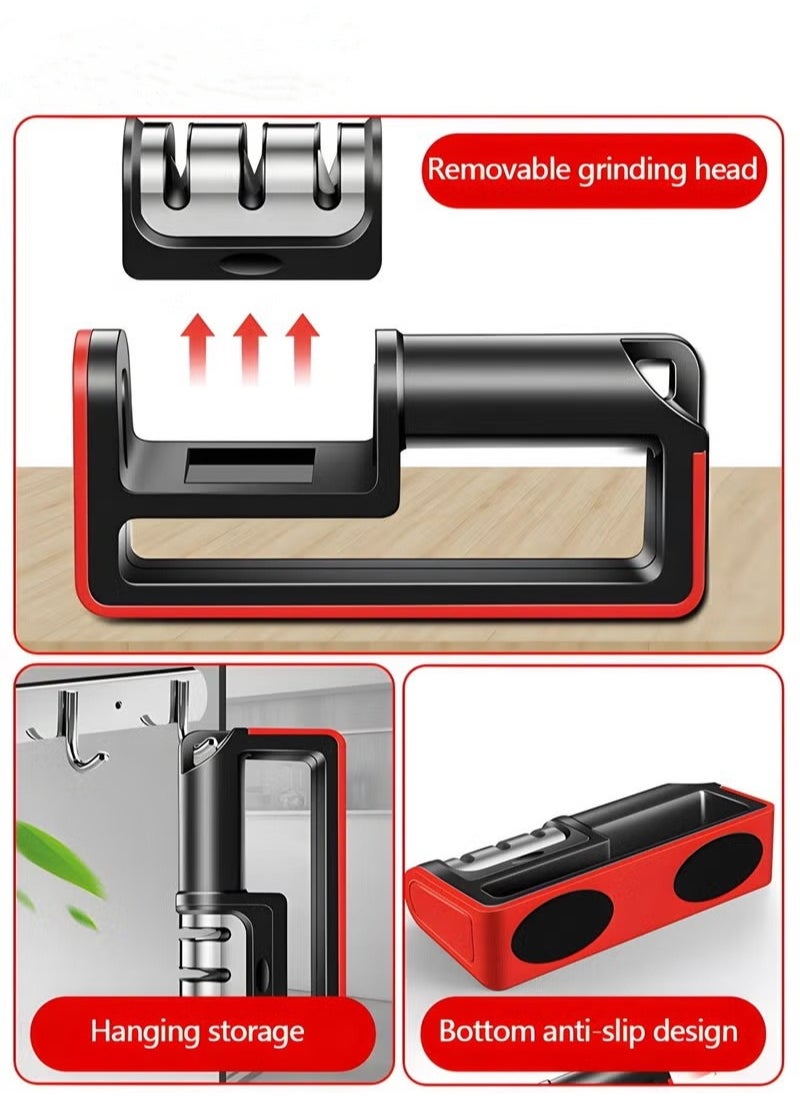 MIXDE Kitchen Knife Sharpener,Non-slip Base And Ergonomic Design,3-stage Detachable Knife Sharpener Helps Repair,Restore,Polish Blades And Cut-Resistant  - Image 5