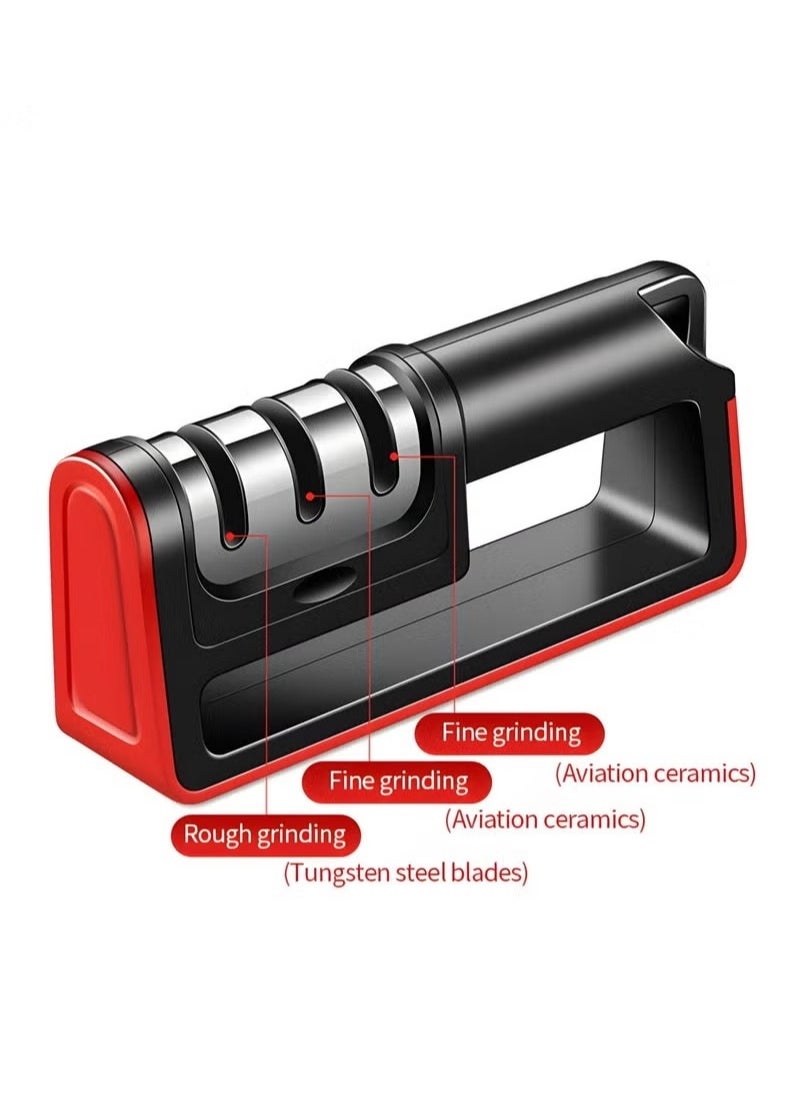 MIXDE Kitchen Knife Sharpener,Non-slip Base And Ergonomic Design,3-stage Detachable Knife Sharpener Helps Repair,Restore,Polish Blades And Cut-Resistant  - Image 2
