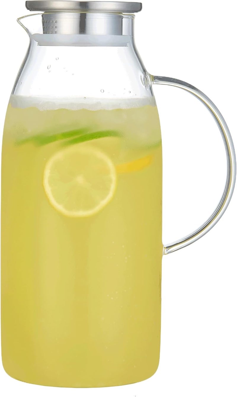 Purefold 100 Ounces Large Glass Pitcher with Lid, Hot/Cold Water Pitcher with Handle, Juice and Iced Tea Beverage Carafe - Image 2