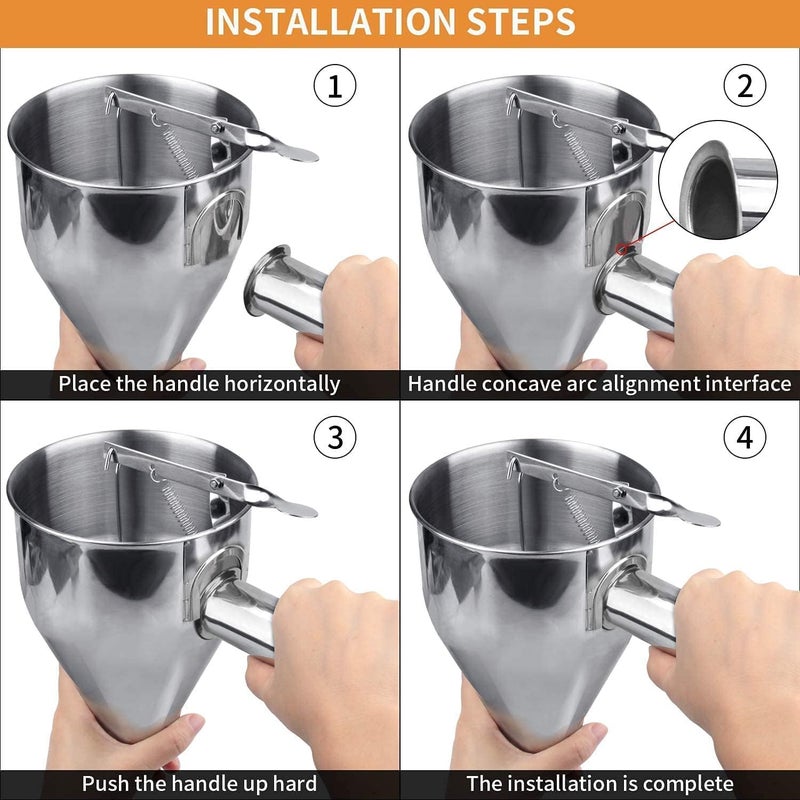 DPCR DPCR Stainless Steel Pancake Dispenser With Stand Pancake Batter Dispenser With Baking Stand Funnel Cake Batter Dispenser Detachable Handle Pancake Dispenser for Takoyaki Baking Cupcakes MuffinsCooking Crepes Waffles Batter Dispenser Pancake jalebi maker Cooking Kitchen Tools Baking Tool Accessories  - Image 3