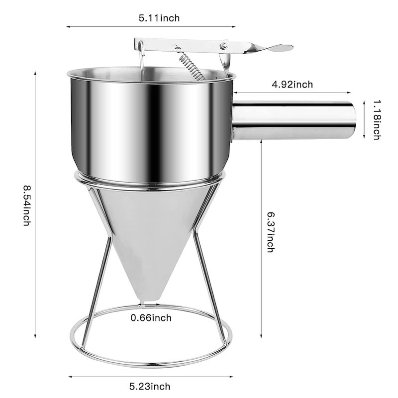 DPCR DPCR Stainless Steel Pancake Dispenser With Stand Pancake Batter Dispenser With Baking Stand Funnel Cake Batter Dispenser Detachable Handle Pancake Dispenser for Takoyaki Baking Cupcakes MuffinsCooking Crepes Waffles Batter Dispenser Pancake jalebi maker Cooking Kitchen Tools Baking Tool Accessories  - Image 2