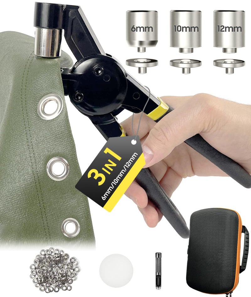 HAPDEN Grommet Tool Kit 1/2 1/4 3/8 Multi-Size Hole Punch, 608 Pcs Heavy Duty Grommets Tool Kit, Eyelets and Grommets for Tarps, Fabric Rings, Leather, Tents, Vinyl, Canvas and so on - Image 1