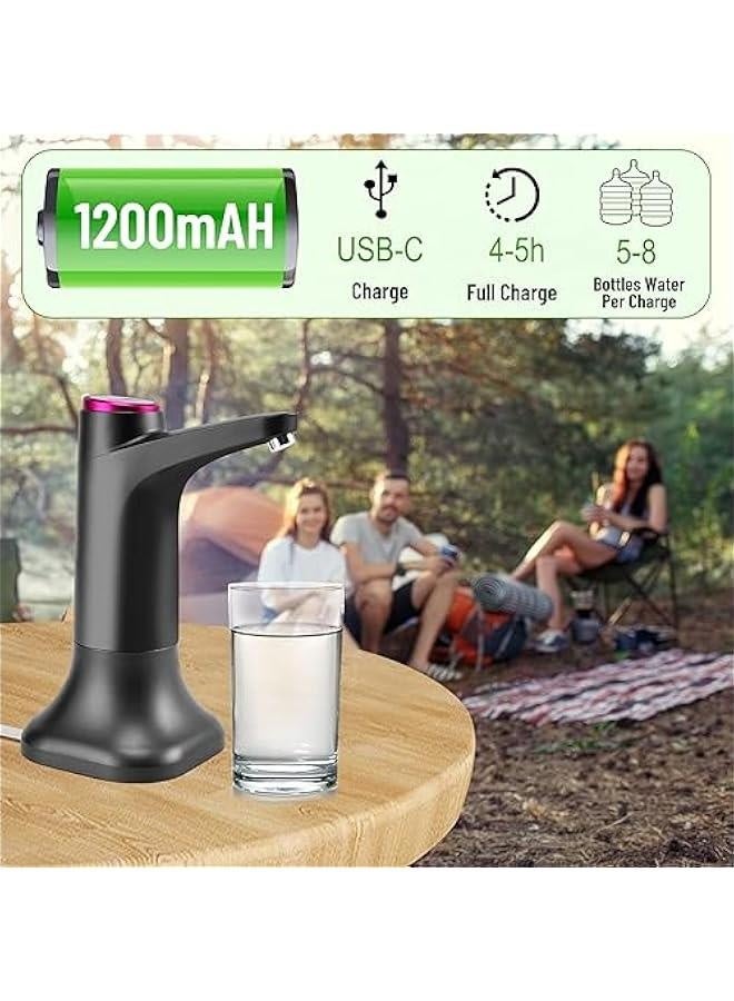 منظم مياه مكتبي لإعادة تعبئة زجاجة سعة 5 لترات، منظم مياه مصغر مع بطارية سعة 1200 مللي أمبير، منظم مياه تلقائي ذكي بكميات محددة مناسب للاستخدام في المنزل والمكتب والهواء الطلق، أسود - Image 5