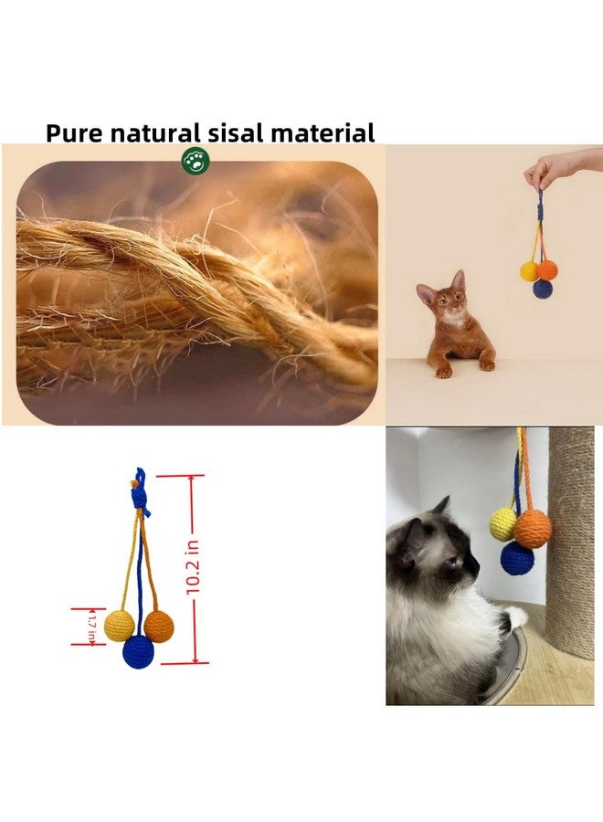 كرة ألعاب القطط، 3 قطع من كرات السيزال مع جرس بالداخل، ألعاب تفاعلية مضحكة للقطط داخل المنزل، لعبة مضغ آمنة لتنظيف أسنان القطط، لعبة هريرة قابلة للتعليق - Image 4