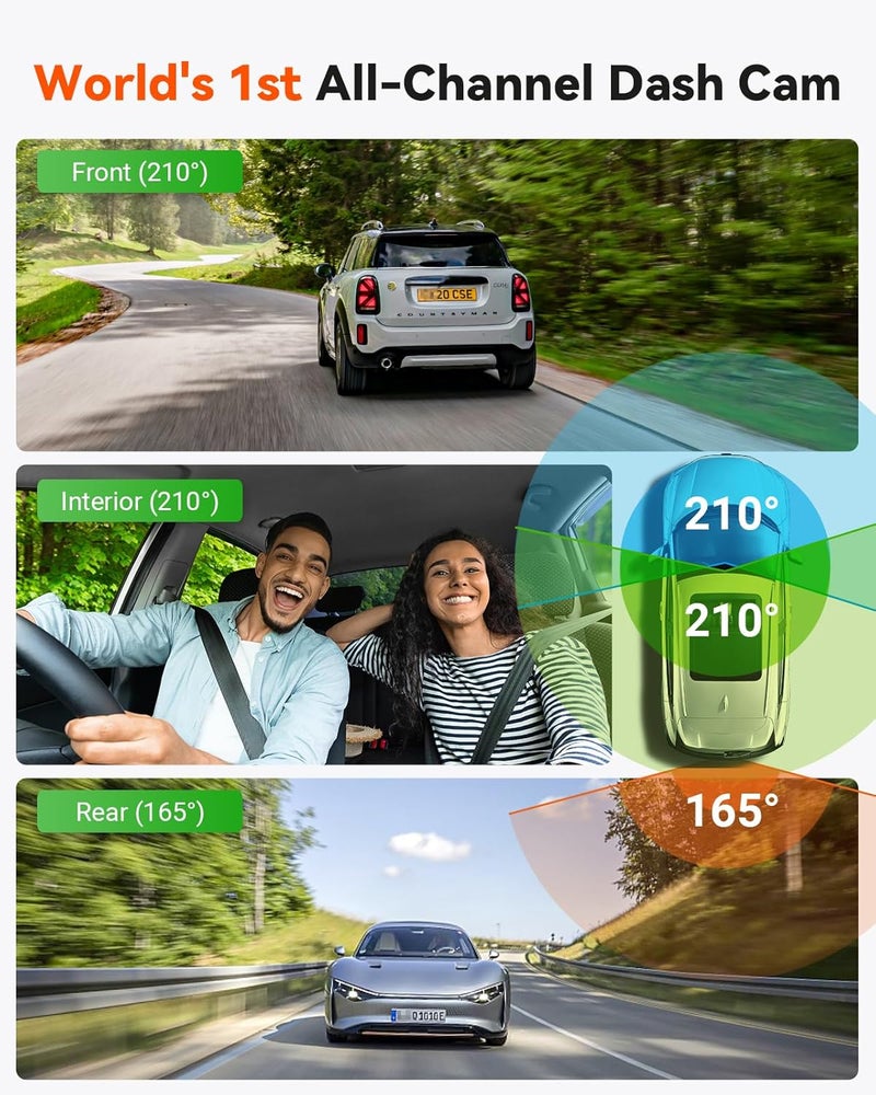 Vantrue E360 Plus 3 Channel 360 Degree WiFi Dash Cam with Dual STARVIS 2 and HDR Night Vision - Image 2