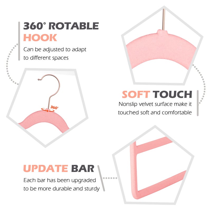 Myfolrena Velvet Pants Clothes Hanger Space Saving Non Slip Pants Shorts Hanger, Myfolrena Jeans Slack Trousers Hangers Multiple Velvet Hanger Closet Storage and Organization for Jeans,Scarf,Tie(Pink, 3) - Image 5