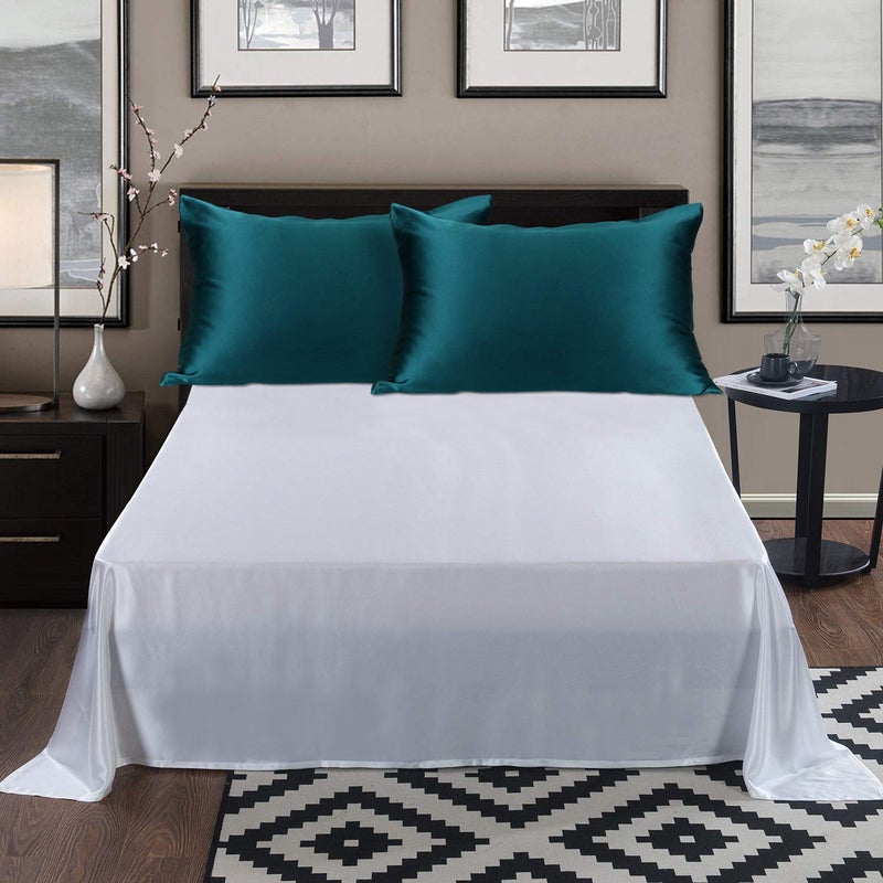 ALASKA BEAR Silk Pillowcase for Hair and Skin, 100% Mulberry Silk Pillow Cases Queen Size for Bliss Sleep with Random Color Scrunchy Gift Set Better Than Poly Satin, 1pc, Teal/Dark Turquoise - Image 5