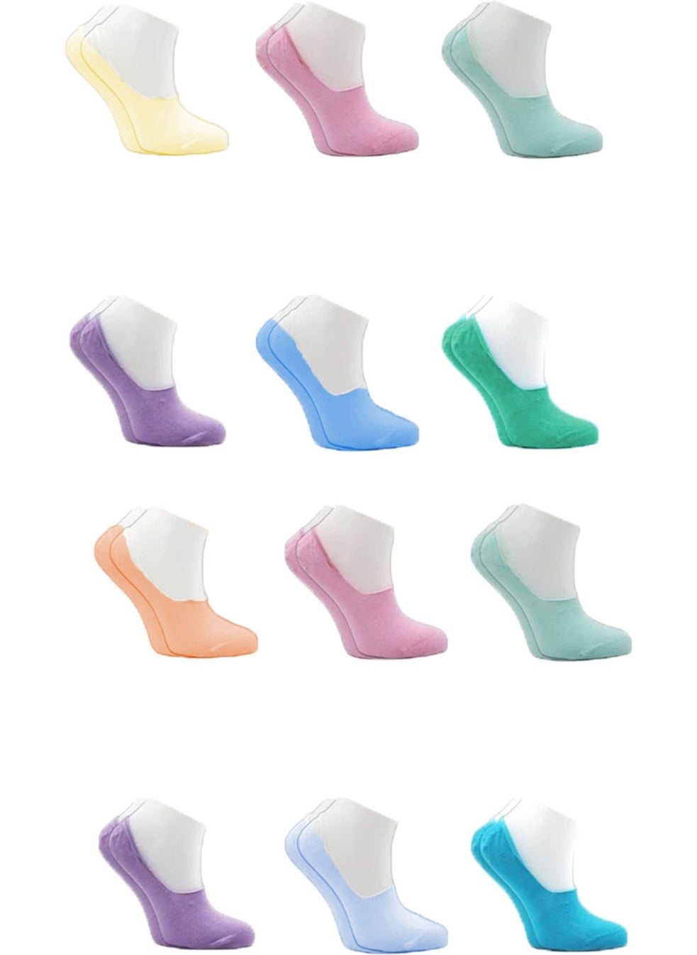Hepsine Rakip - Competing All 12 Pack Women's Economical Short Ballerina Socks Cotton Mixed Color - Image 1